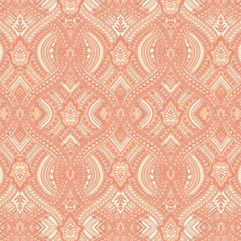 Elegance Ogee Damask Wallpaper - Orange - Hoopla Walls - HWA1040W - Premier Wallcovering