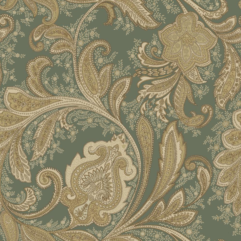 Elegance Paisley Wallpaper - Green / Beige - Galerie - DWP0355 - 01 - Premier Wallcovering