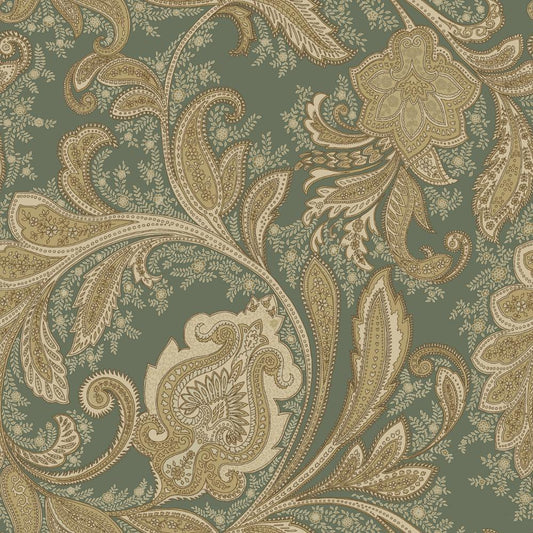 Elegance Paisley Wallpaper - Green / Beige - Galerie - DWP0355 - 01 - Premier Wallcovering