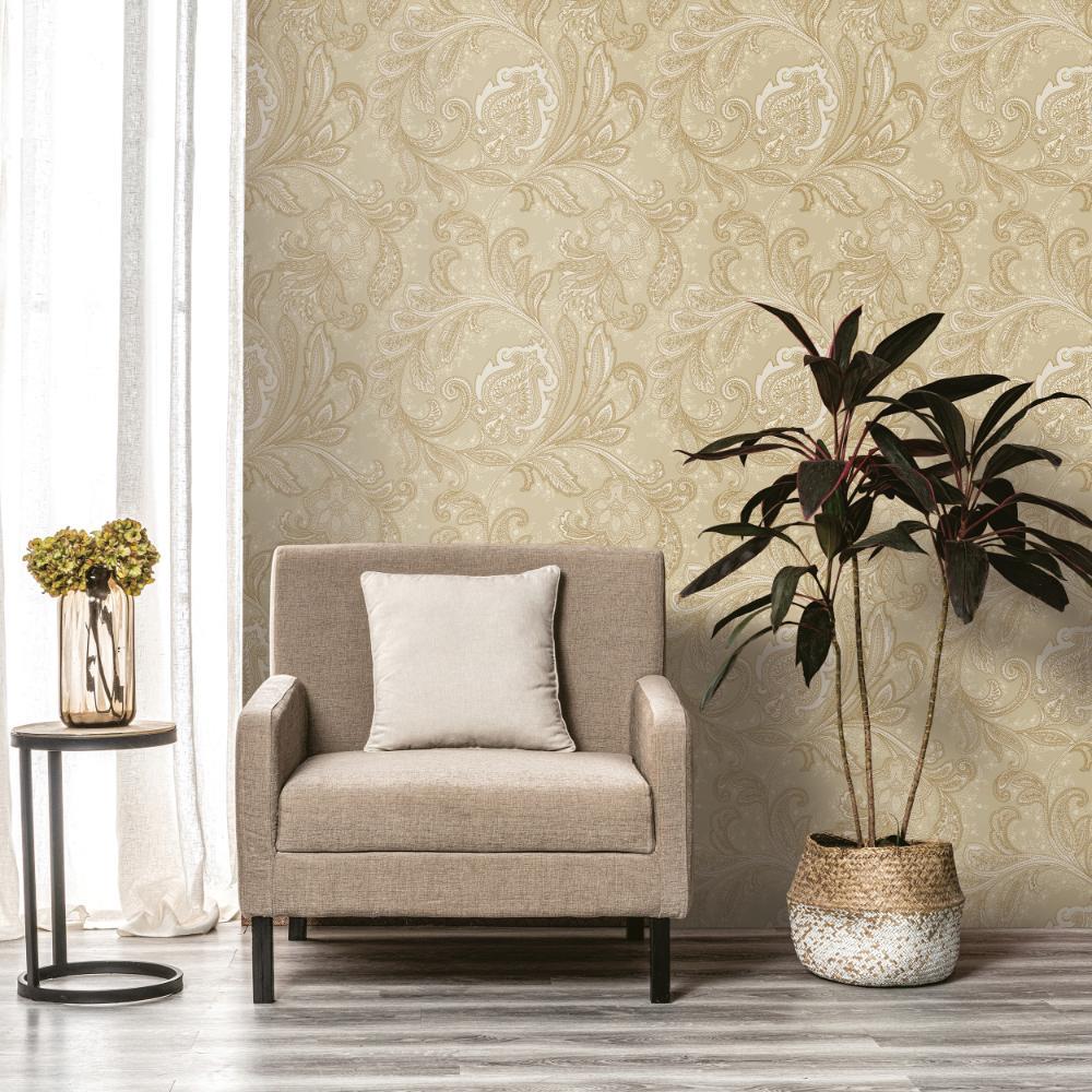 Elegance Paisley Wallpaper - Beige - Galerie - DWP0355 - 03 - Premier Wallcovering