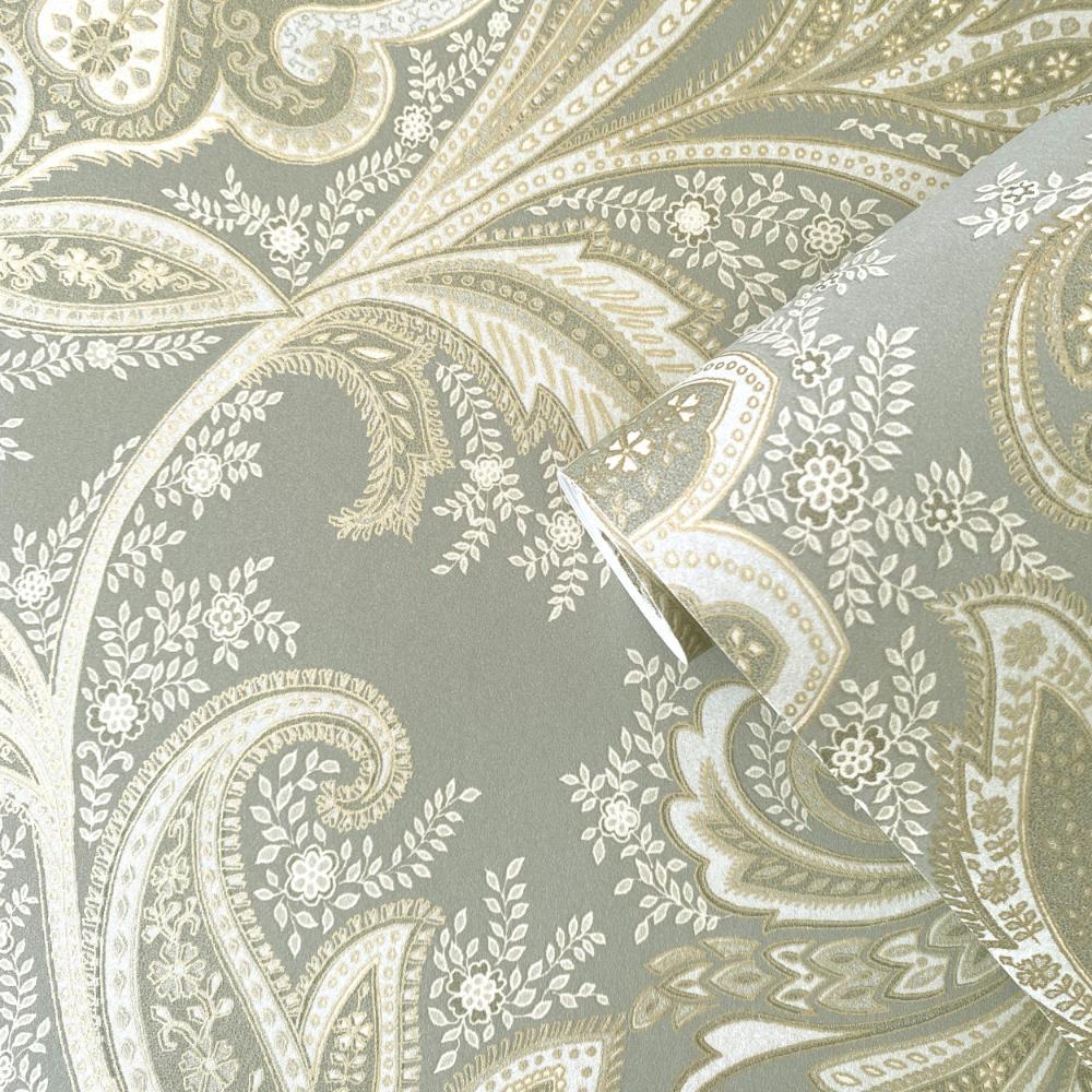 Elegance Paisley Wallpaper - Silver Grey / Beige - Galerie - DWP0355 - 02 - Premier Wallcovering