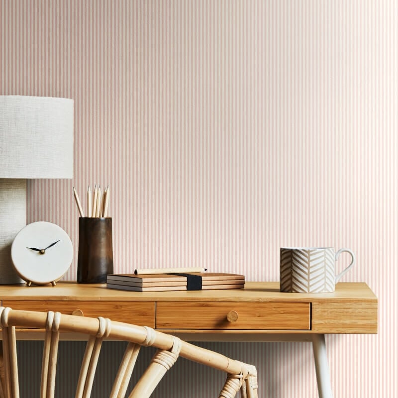Elegance Tiny Stripe Wallpaper - Rose - Hoopla Walls - HWA1239W - Premier Wallcovering