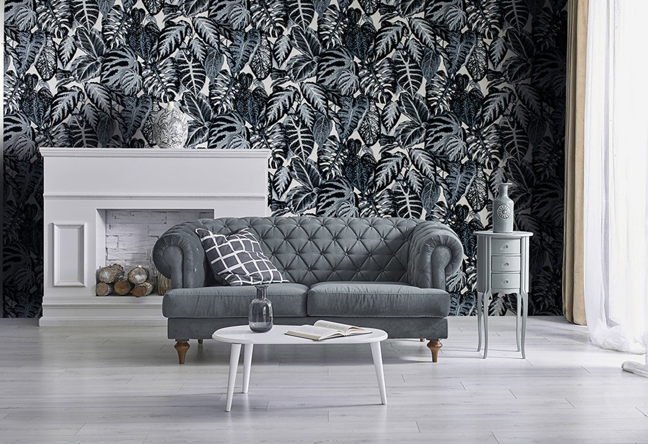 Elephant Leaf Feel Wallpaper - Blue - Hohenberger - 81264 - Premier Wallcovering