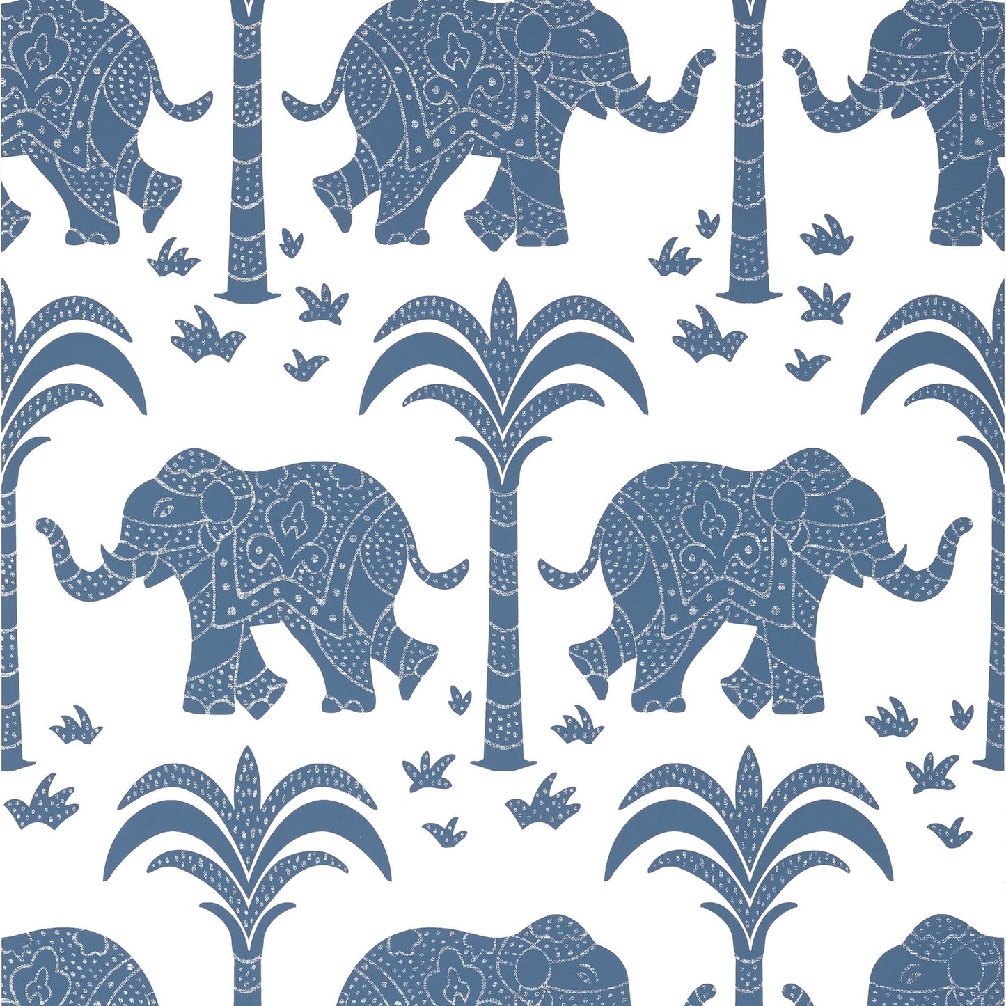 Elephant Wallpaper - Navy - Thibaut - T16200 - Premier Wallcovering