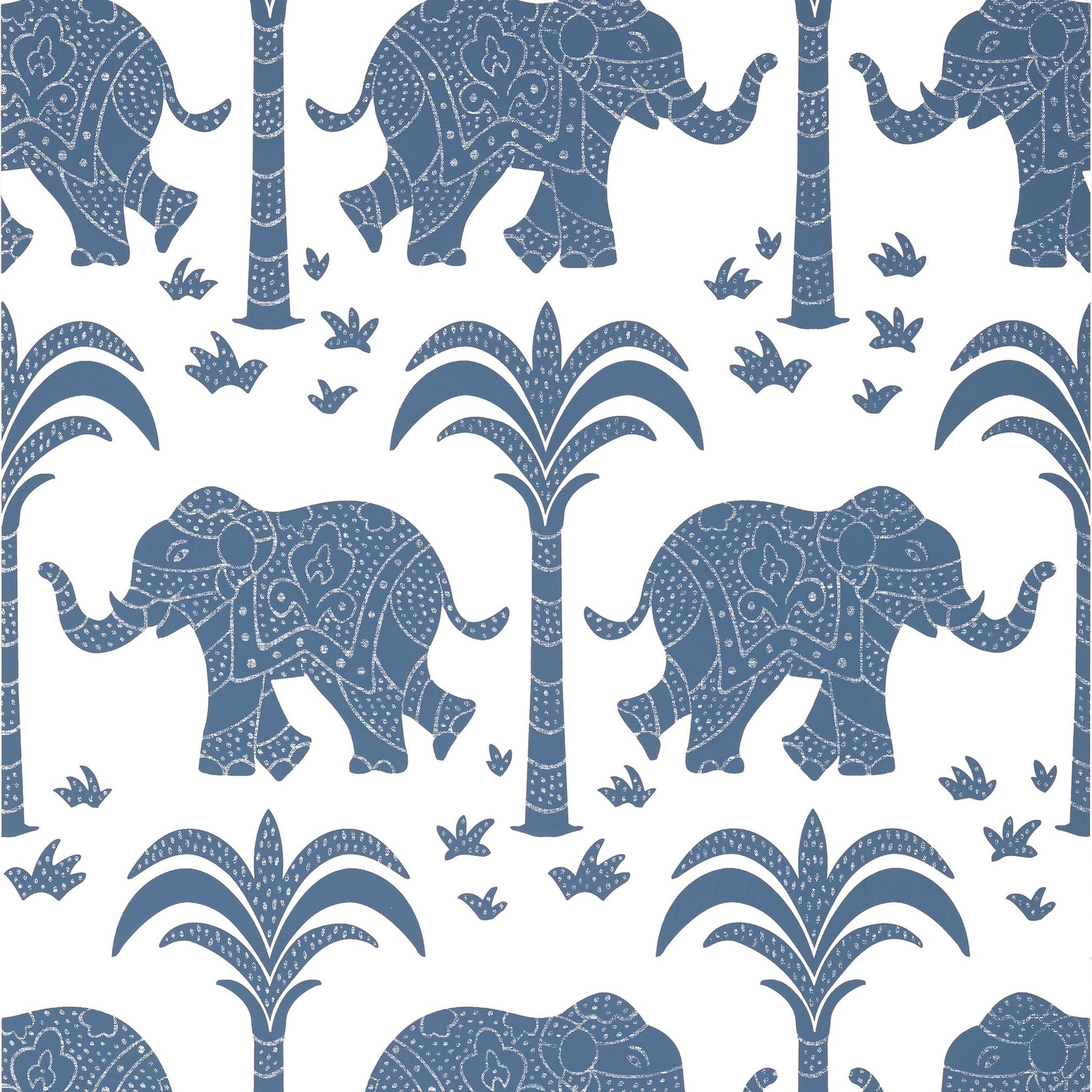 Elephant Wallpaper - Navy - Thibaut - T16200 - Premier Wallcovering