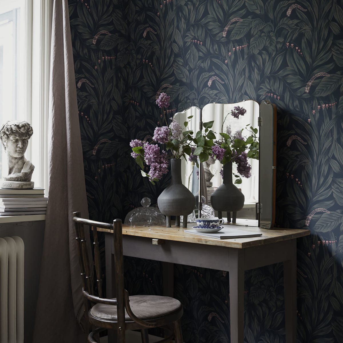 Elin Wallpaper - Midnight Blue - Sandberg - 837-96 - Premier Wallcovering