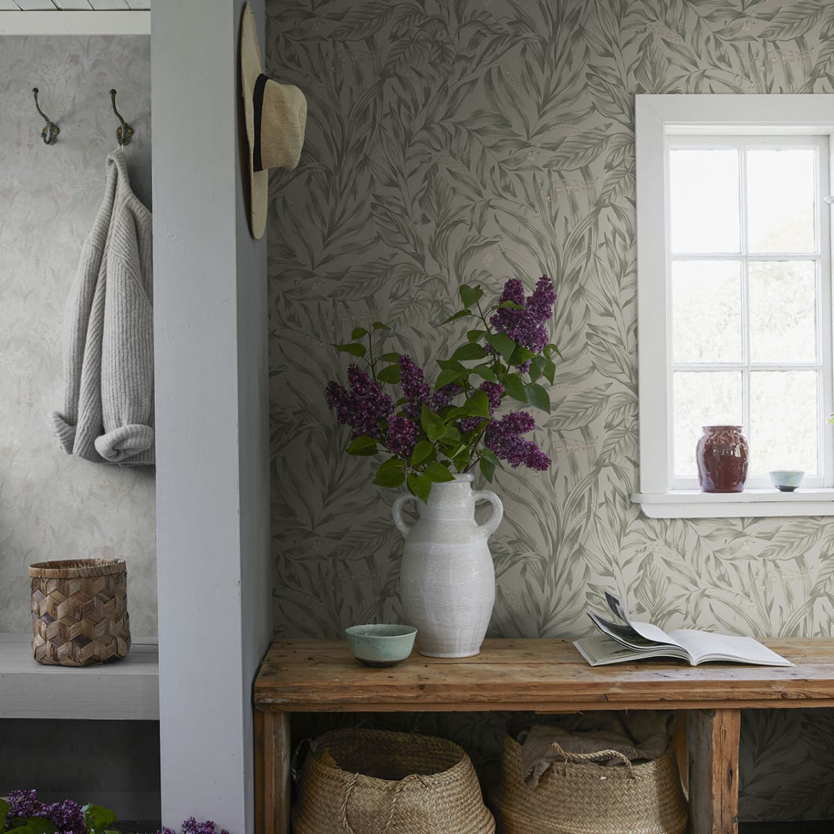 Elin Wallpaper - Sage Green - Sandberg - 837-18 - Premier Wallcovering