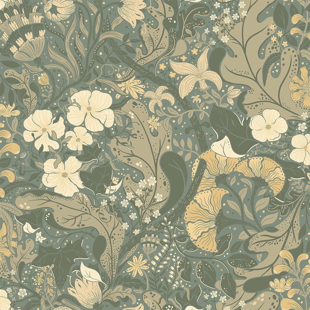 Elise Wallpaper - Green - Midbec - 83104 - Premier Wallcovering