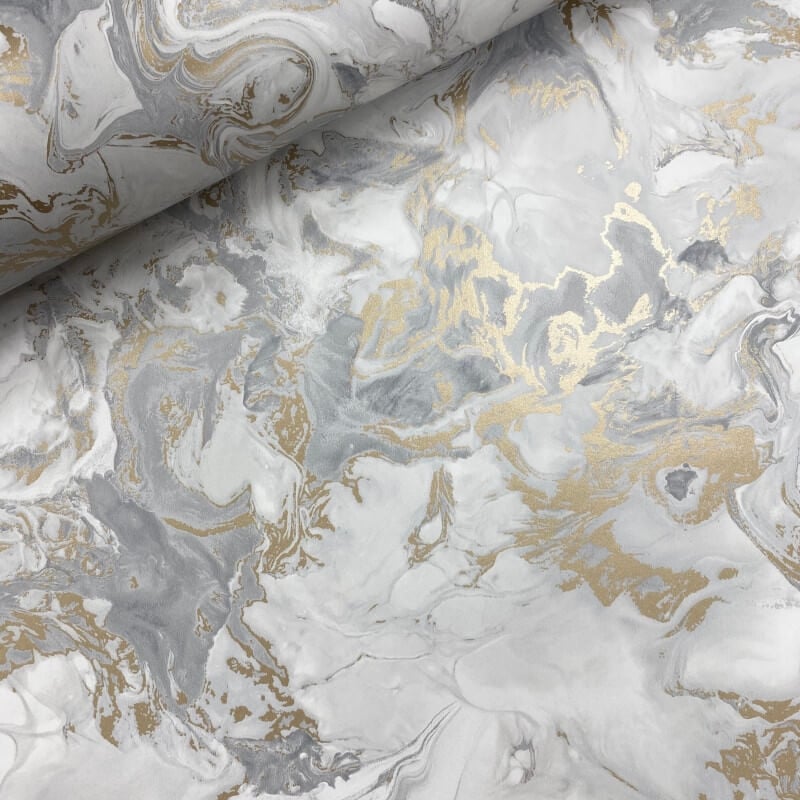 Elixir Marble Metallic Wallpaper - Grey/Gold - Muriva - 166506 - Premier Wallcovering