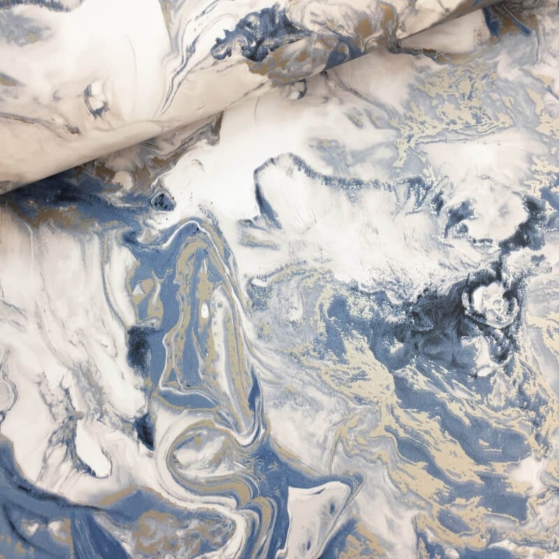 Elixir Marble Metallic Wallpaper - Blue/Gold - Muriva - 166504 - Premier Wallcovering
