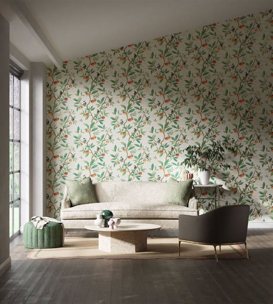 Ella Wallpaper - Fig Blossom/Fig Leaf/ Nectarine - HDHW112906 - Harlequin - Premier Wallcovering