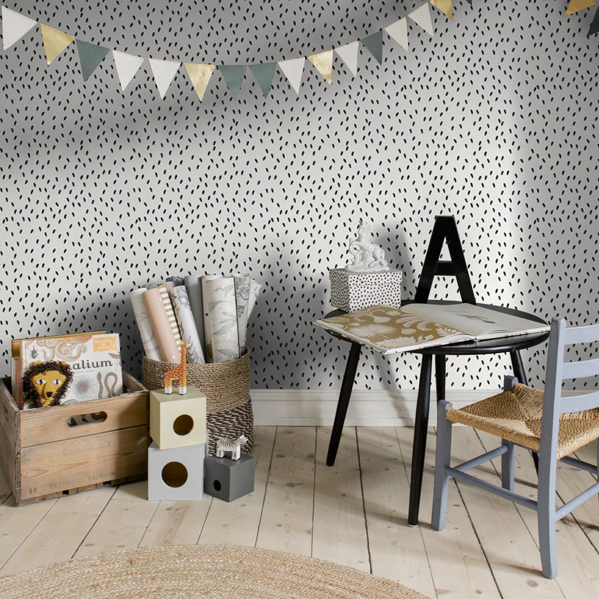 Ella Wallpaper - Black - Sandberg - 415-81 - Premier Wallcovering