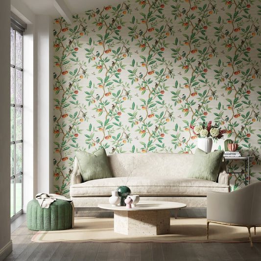 Ella Wallpaper - Fig Blossom/Fig Leaf/ Nectarine - HDHW112906 - Harlequin - Premier Wallcovering