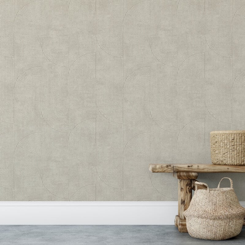 Ellipse Geometric Wallpaper - Taupe - Muriva - 197101 - Premier Wallcovering