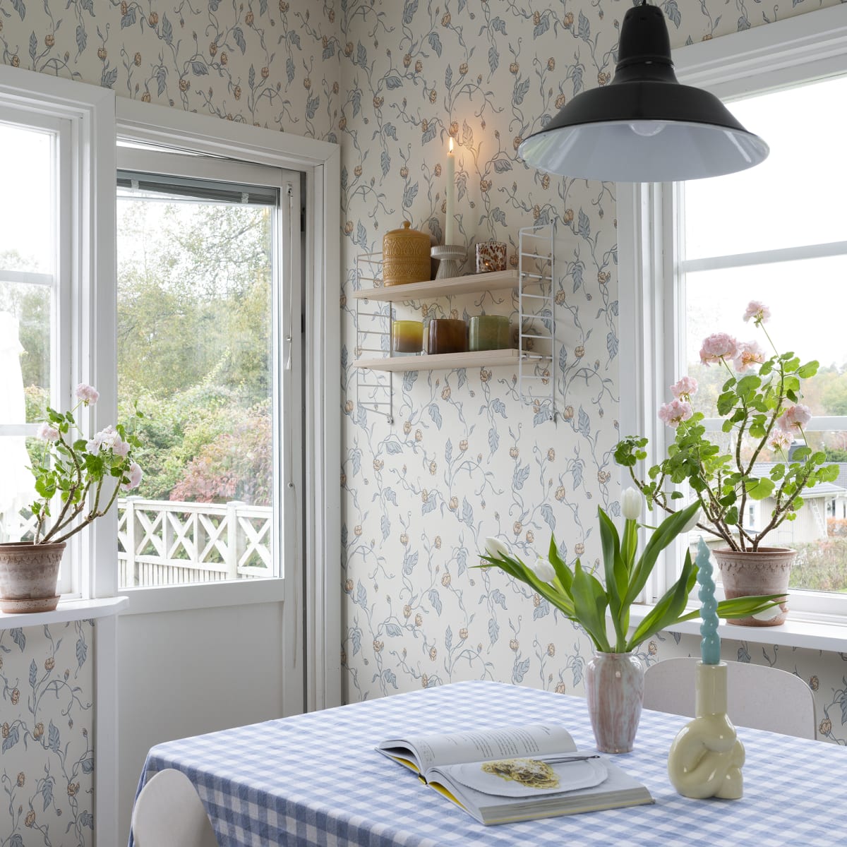 Elmire Wallpaper - Soft Blue - Sandberg - S10148 - Premier Wallcovering