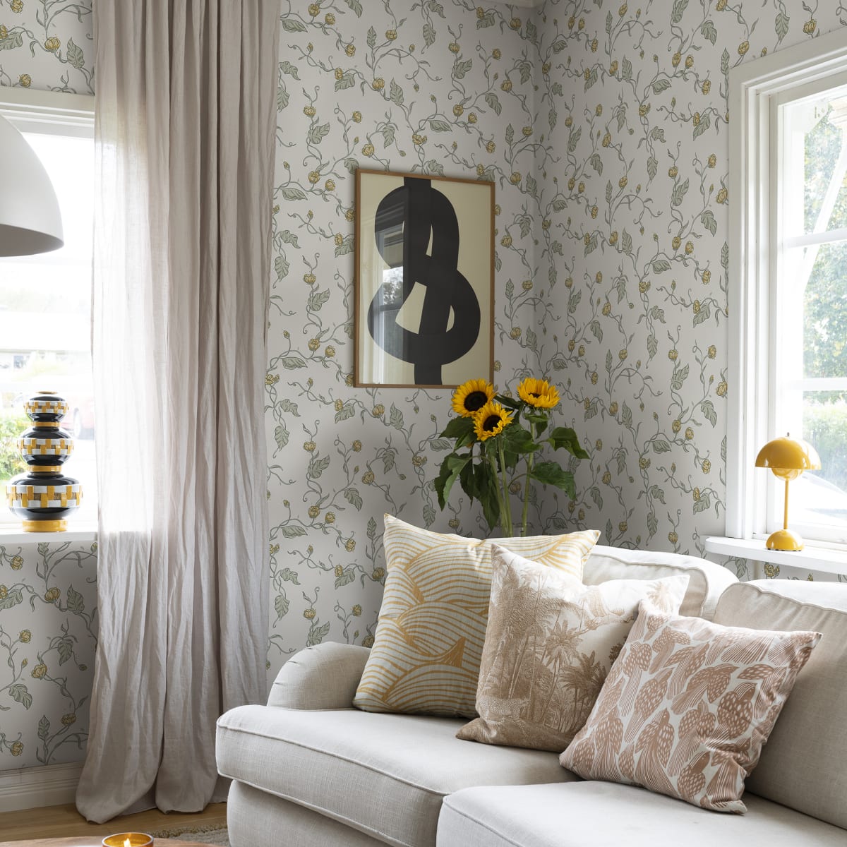 Elmire Wallpaper - Spring Green - Sandberg - S10147 - Premier Wallcovering