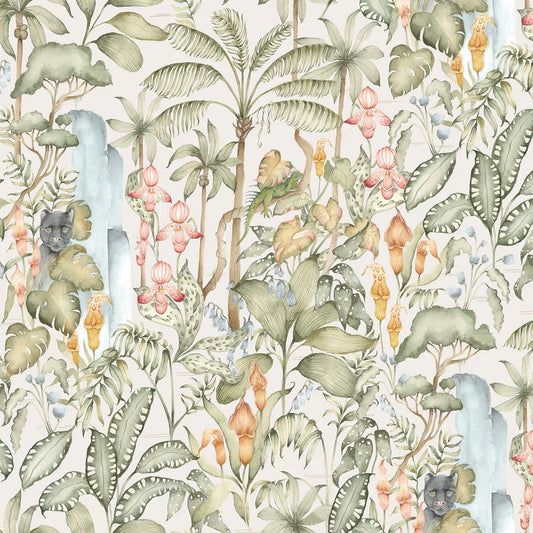 Elysian Canopy Wallpaper - Moss - Voyage Maison - ECANOPY/WPO/MOS - Premier Wallcovering