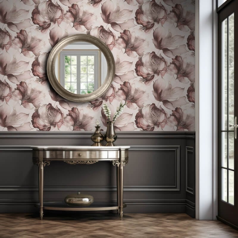 Elysian Floral Metallic Wallpaper - Pink/Gold - Muriva - 212504 - Premier Wallcovering