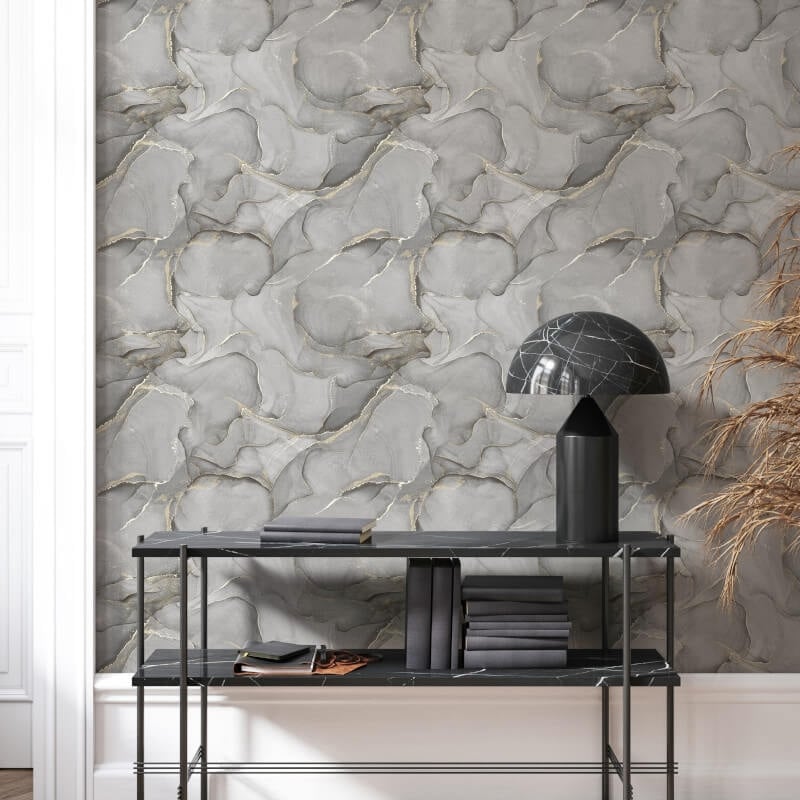 Elysian Marble Metallic Wallpaper - Black/Gold - Muriva - 212512 - Premier Wallcovering