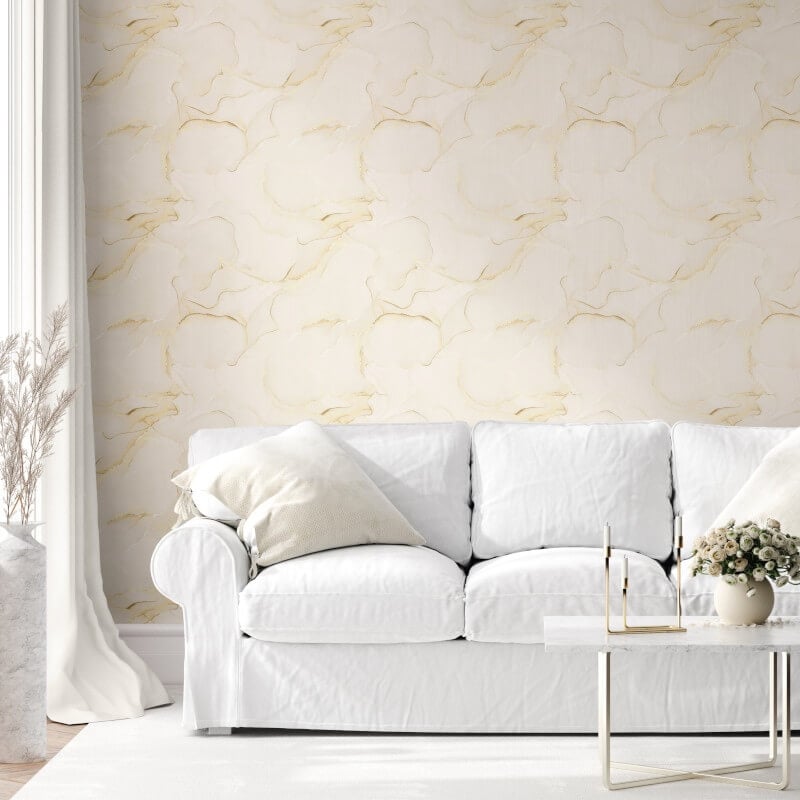 Elysian Marble Metallic Wallpaper - Cream/Gold - Muriva - 212511 - Premier Wallcovering