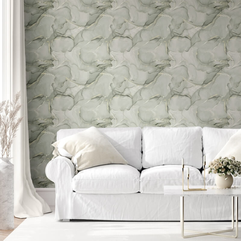 Elysian Marble Metallic Wallpaper - Green/Gold - Muriva - 212513 - Premier Wallcovering
