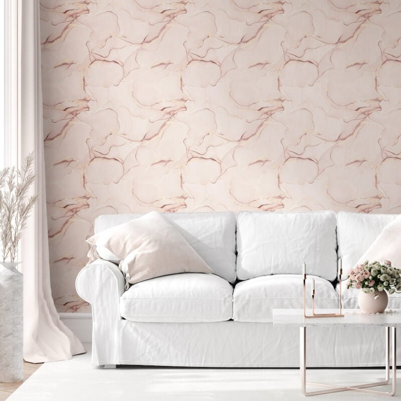 Elysian Marble Metallic Wallpaper - Pink/Gold - Muriva - 212514 - Premier Wallcovering