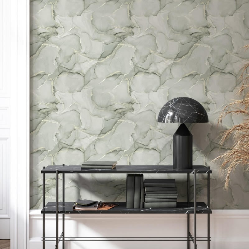 Elysian Marble Metallic Wallpaper - Green/Gold - Muriva - 212513 - Premier Wallcovering