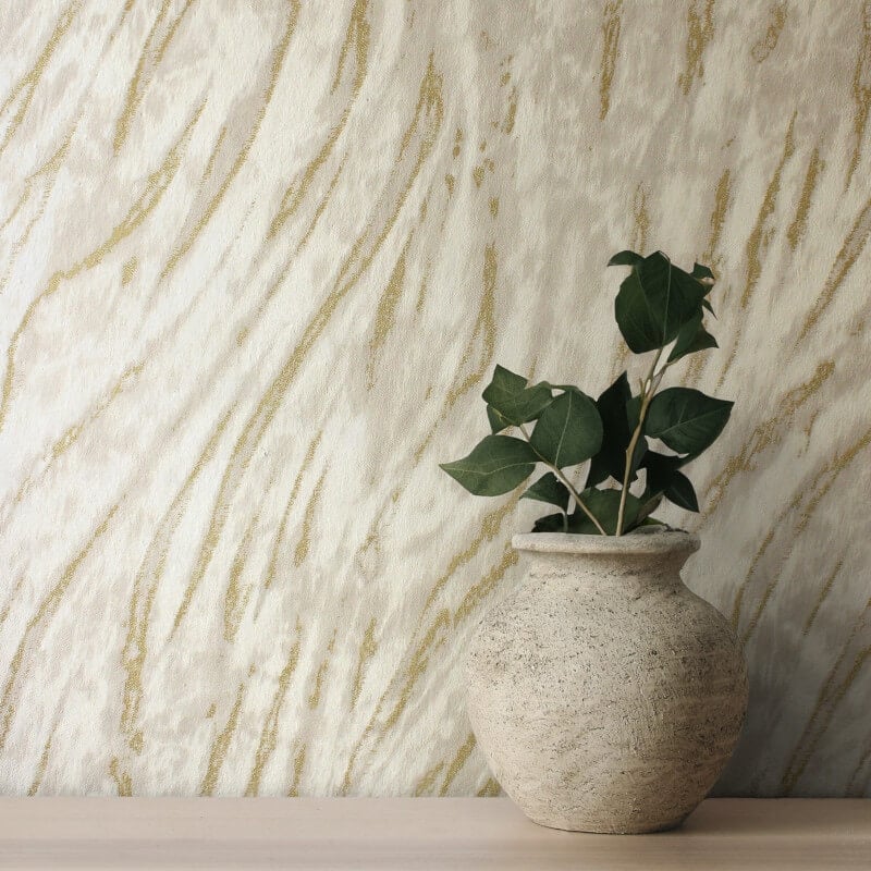 Ember Abstract Fur Effect Metallic Wallpaper - Natural - Crown - M1861 - Premier Wallcovering