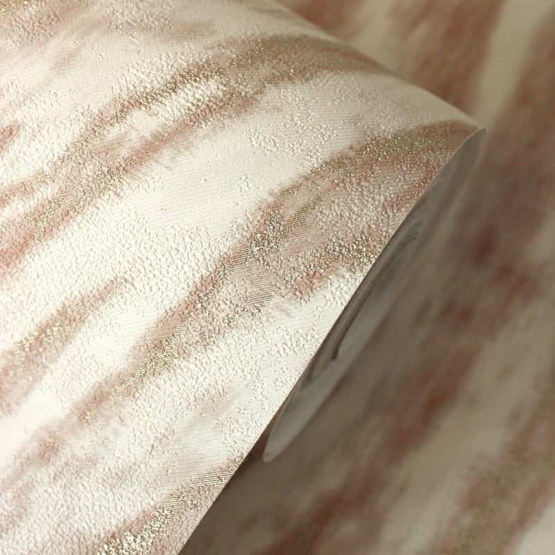 Ember Abstract Fur Effect Metallic Wallpaper - Russet - Crown - M1862 - Premier Wallcovering