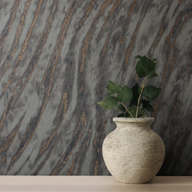 Ember Abstract Fur Effect Metallic Wallpaper - Smoke - Crown - M1863 - Premier Wallcovering