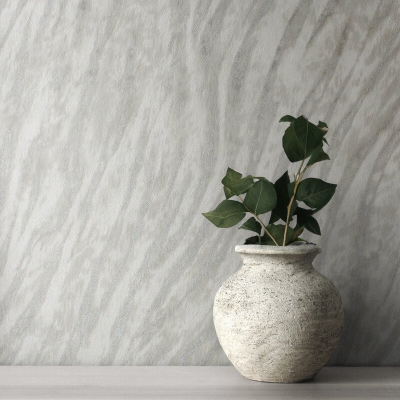 Ember Abstract Fur Effect Metallic Wallpaper - Grey - Crown - M1860 - Premier Wallcovering