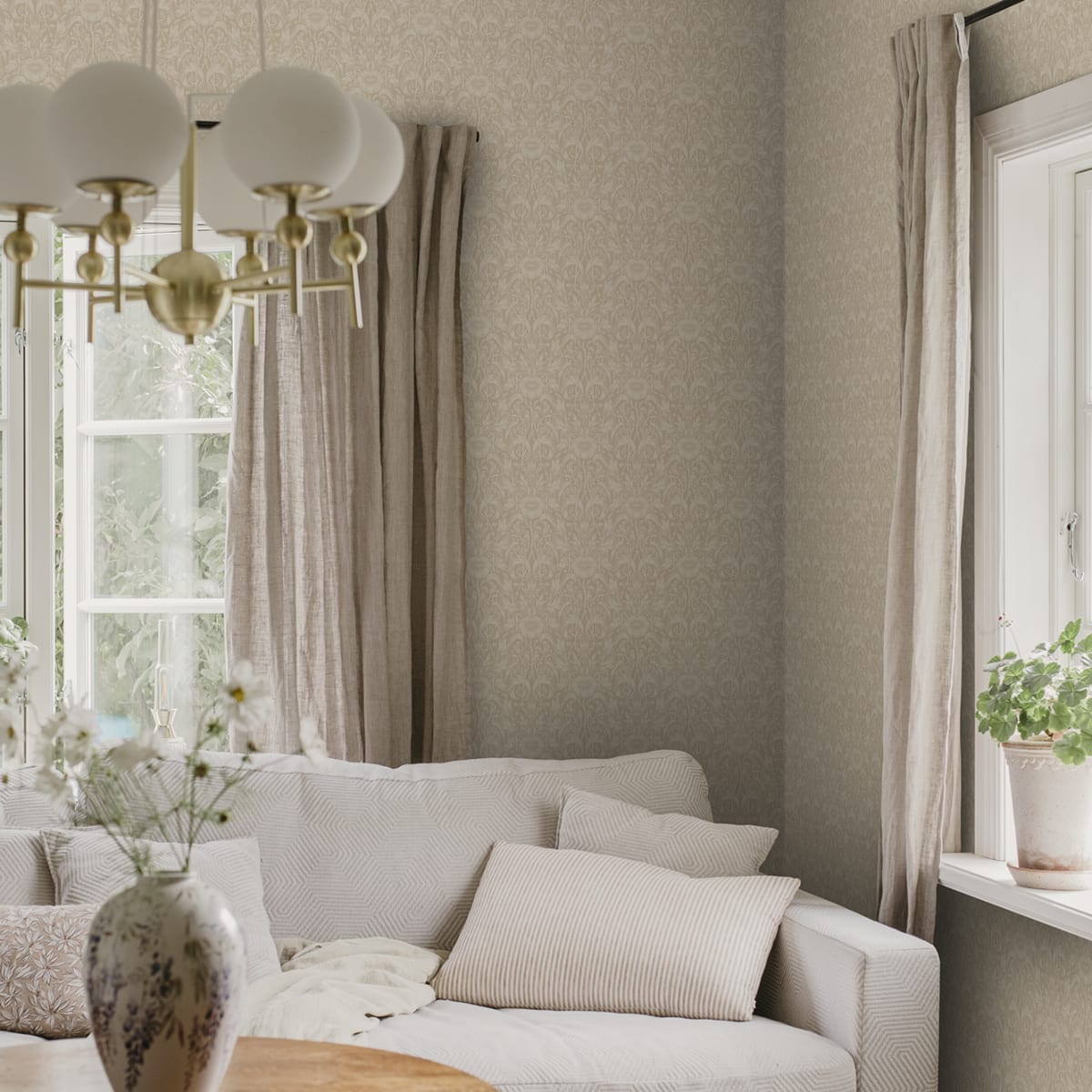 Emil Wallpaper - Beige - Sandberg - S10570 - Premier Wallcovering