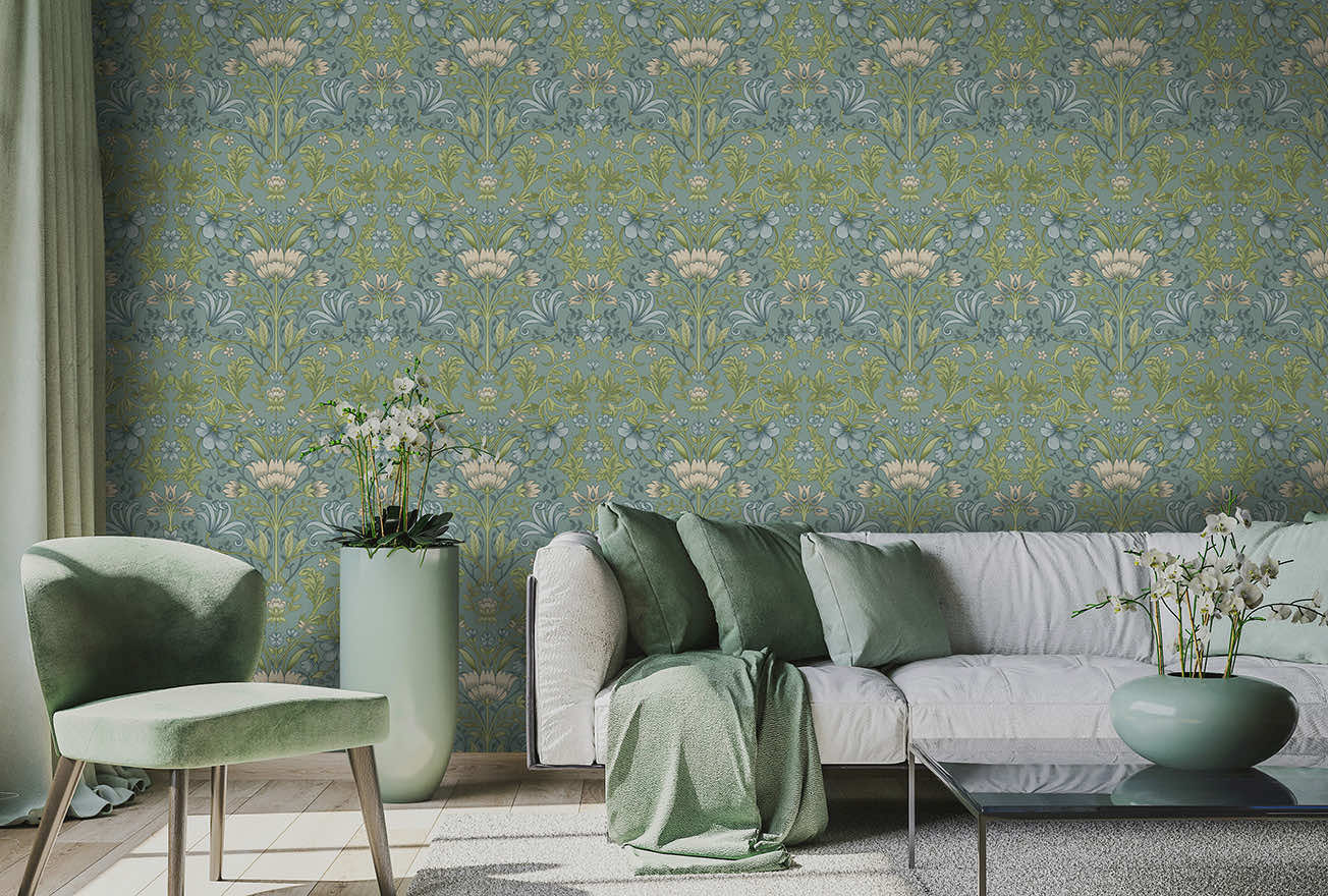 Emiliana Wallpaper - Soft Blue - Holden Décor - 91471 - Premier Wallcovering