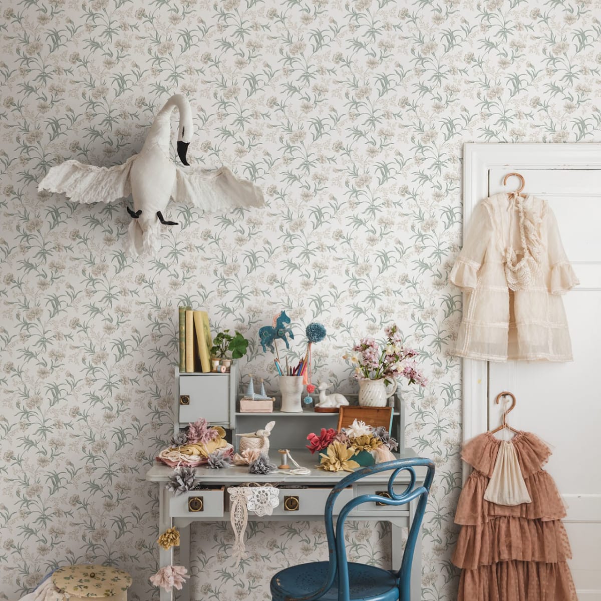 Emilie Wallpaper - Spring Green - Sandberg - 832-01 - Premier Wallcovering