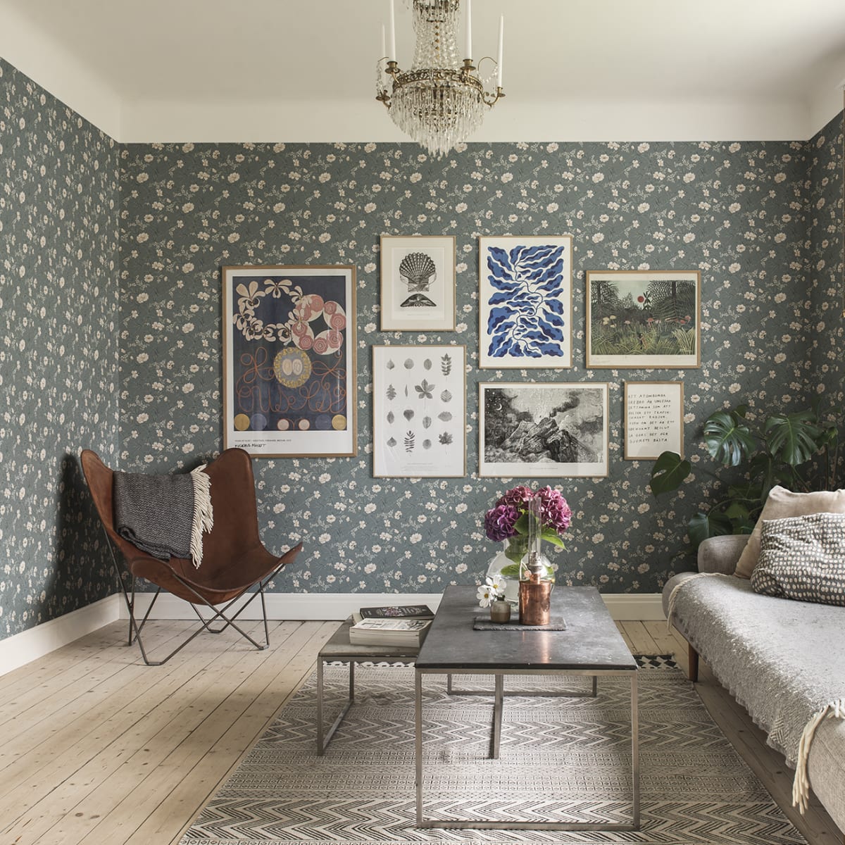 Emilie Wallpaper - Petrol - Sandberg - 832-77 - Premier Wallcovering