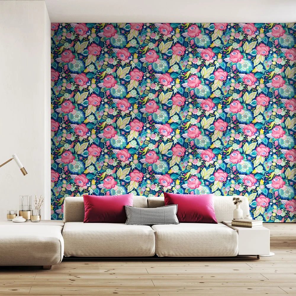 Emily Rose Wallpaper - Cornflower Mix - Ohpopsi - RON50135W - Premier Wallcovering