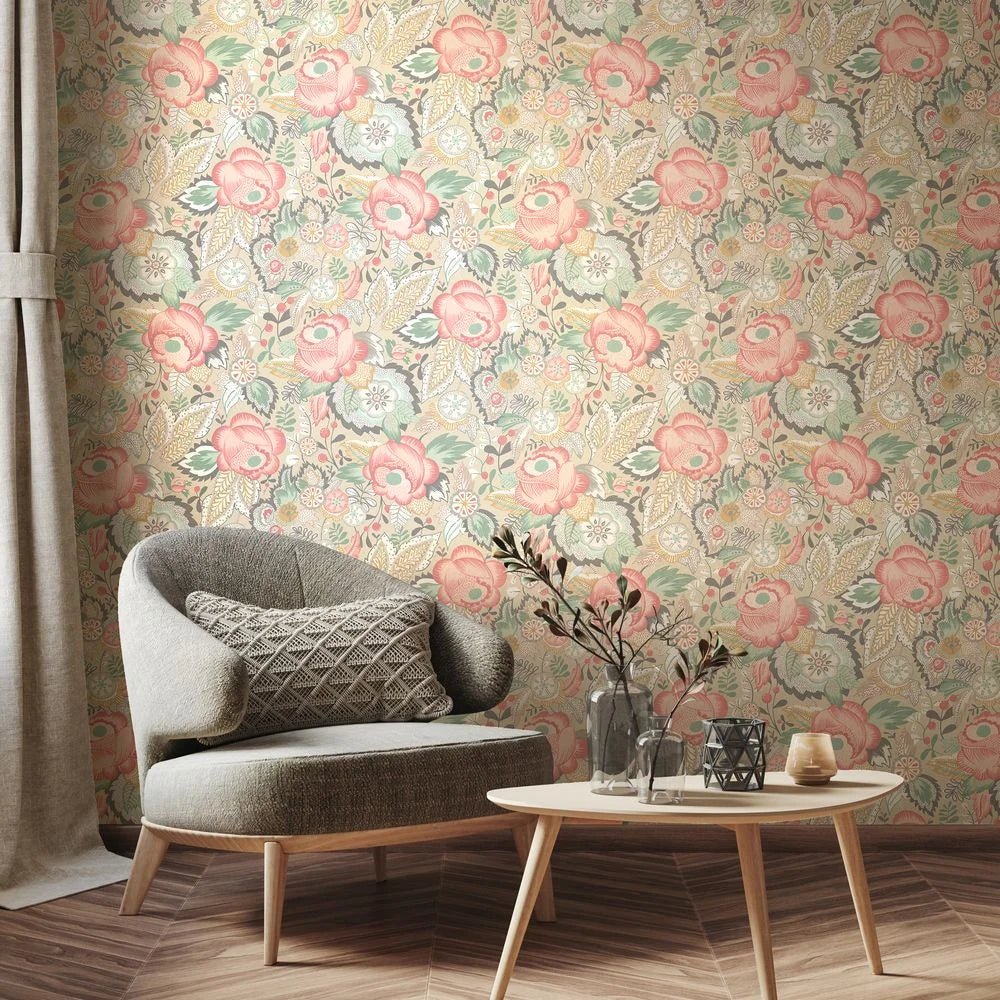Emily Rose Wallpaper - Soft Flamingo - Ohpopsi - RON50132W - Premier Wallcovering