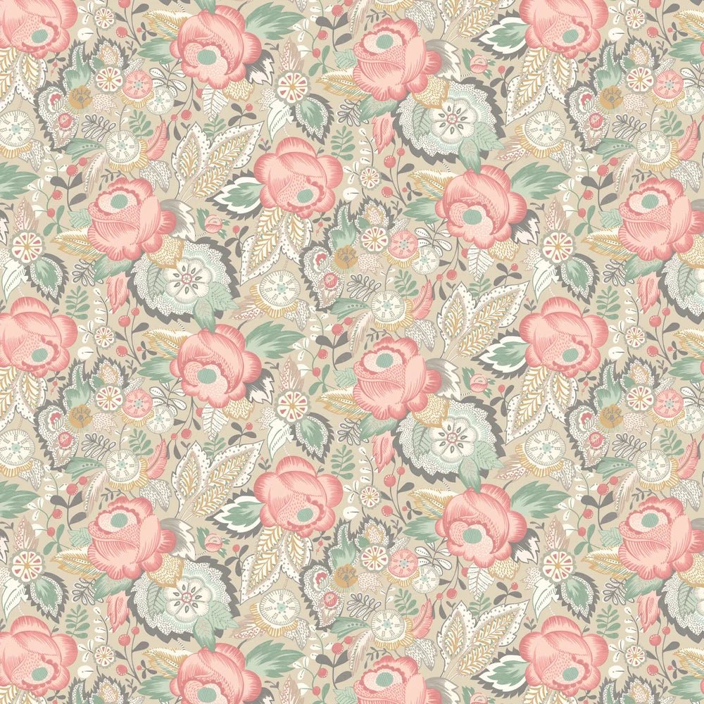 Emily Rose Wallpaper - Soft Flamingo - Ohpopsi - RON50132W - Premier Wallcovering