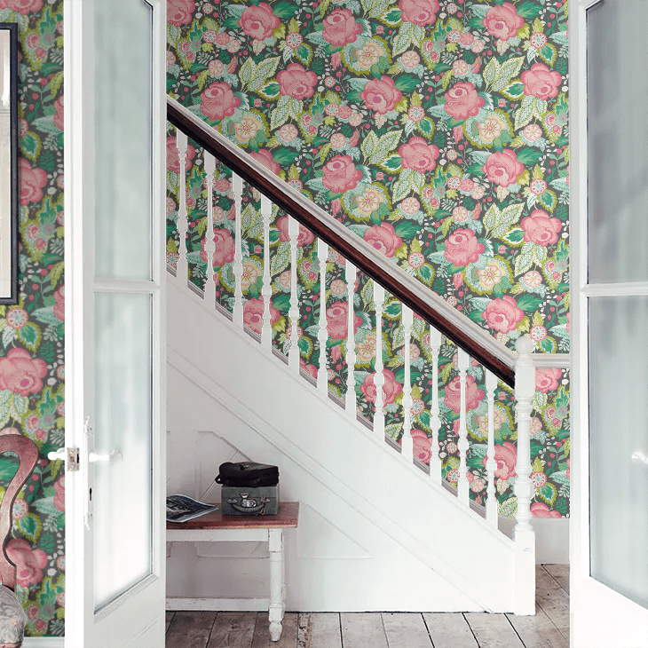 Emily Rose Wallpaper - Ebony Citrus - Ohpopsi - RON50134W - Premier Wallcovering