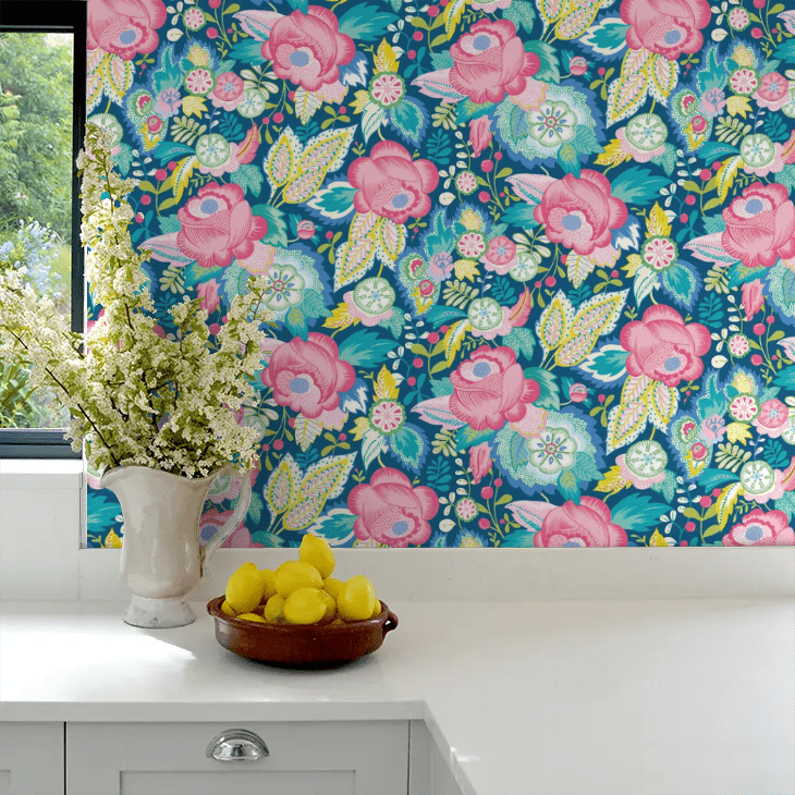 Emily Rose Wallpaper - Cornflower Mix - Ohpopsi - RON50135W - Premier Wallcovering