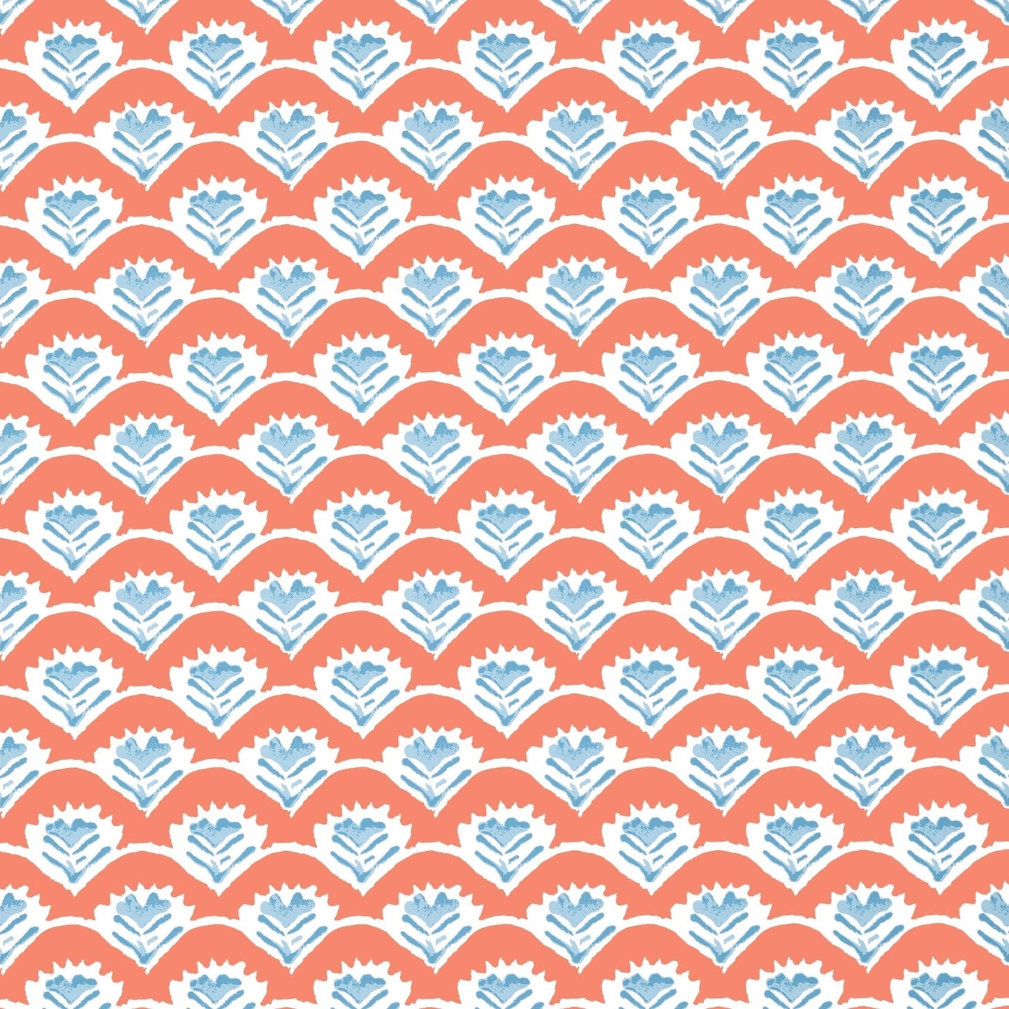 Emily Wallpaper - Coral & Blue - Thibaut - T16254 - Premier Wallcovering