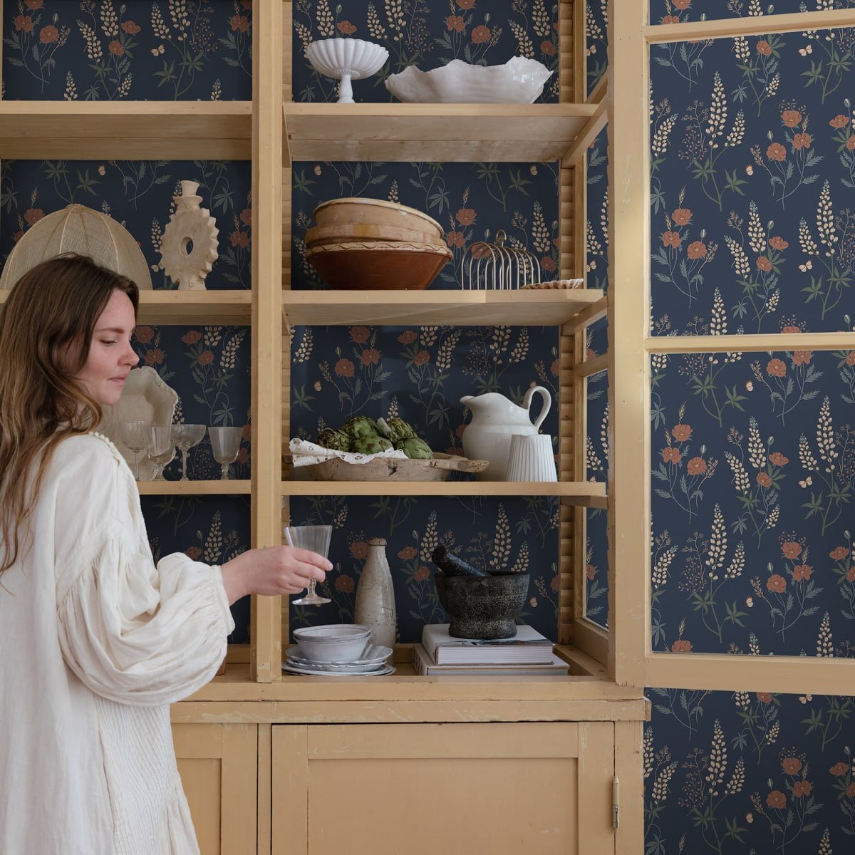 Emma Wallpaper - Classic Blue - Sandberg - S10185 - Premier Wallcovering