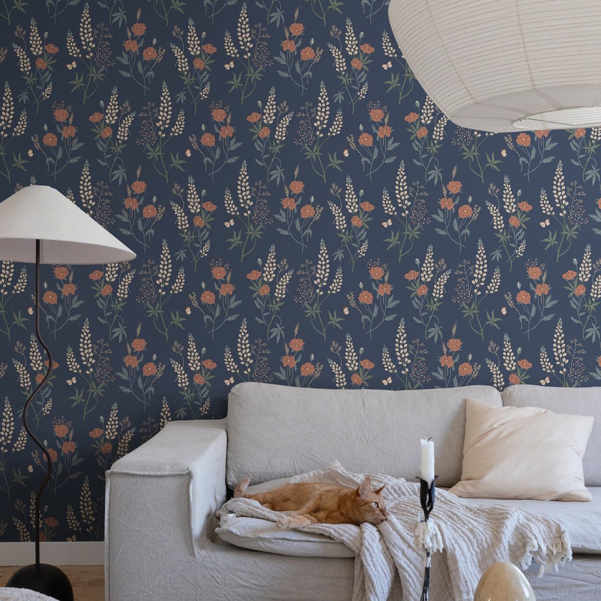 Emma Wallpaper - Classic Blue - Sandberg - S10185 - Premier Wallcovering