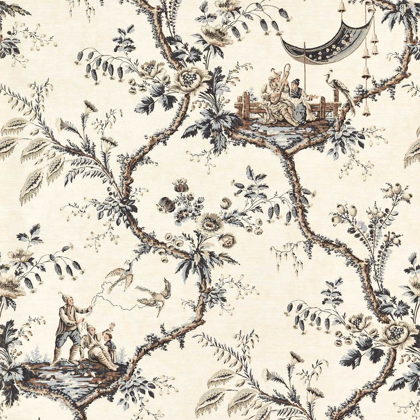 Emperor's Musician Wallpaper - Charcoal - ZATW313049 - Zoffany - Premier Wallcovering