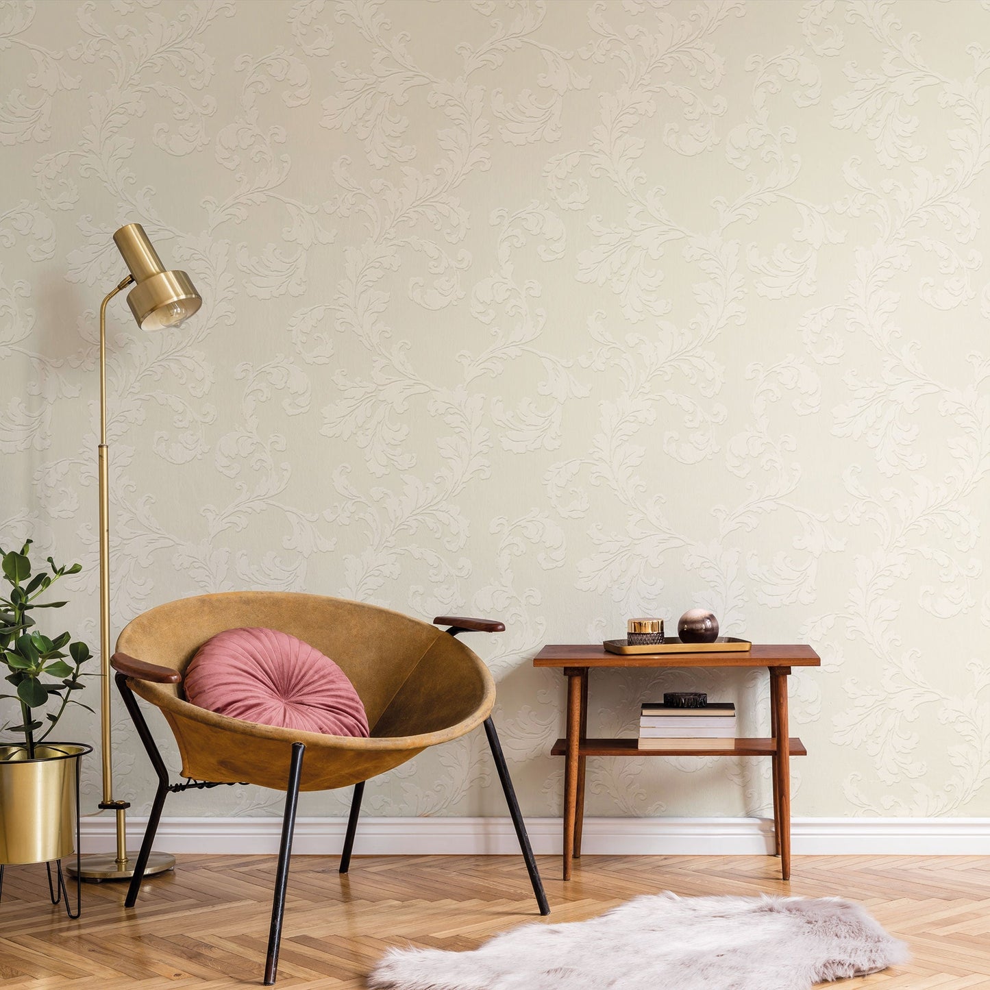 Emporium Acanthus Trail Wallpaper - Pearl - Galerie - DWP0250 - 05 - Premier Wallcovering