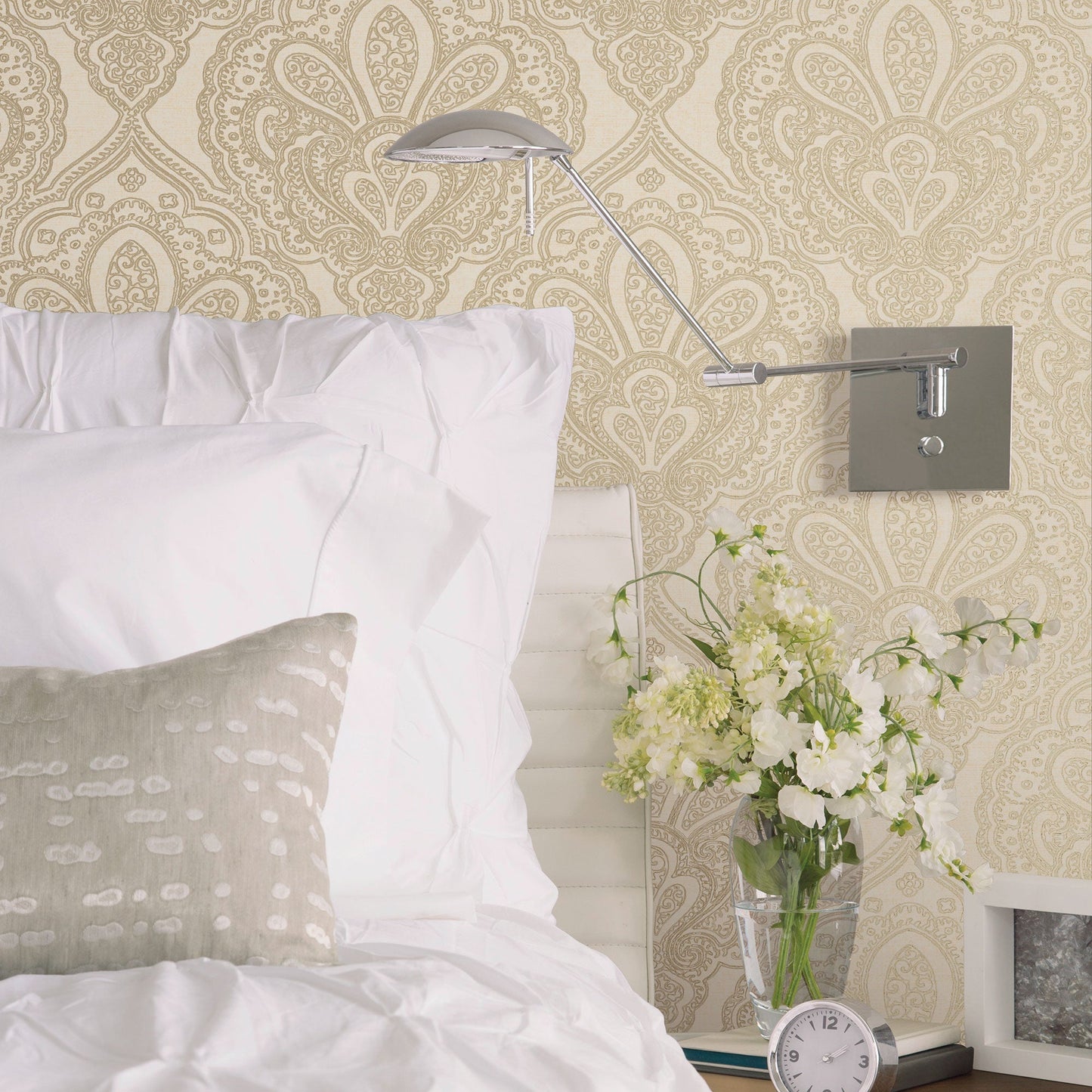 Emporium Mehndi Damask Wallpaper - Cream / Gold - Galerie - DWP0247 - 05 - Premier Wallcovering