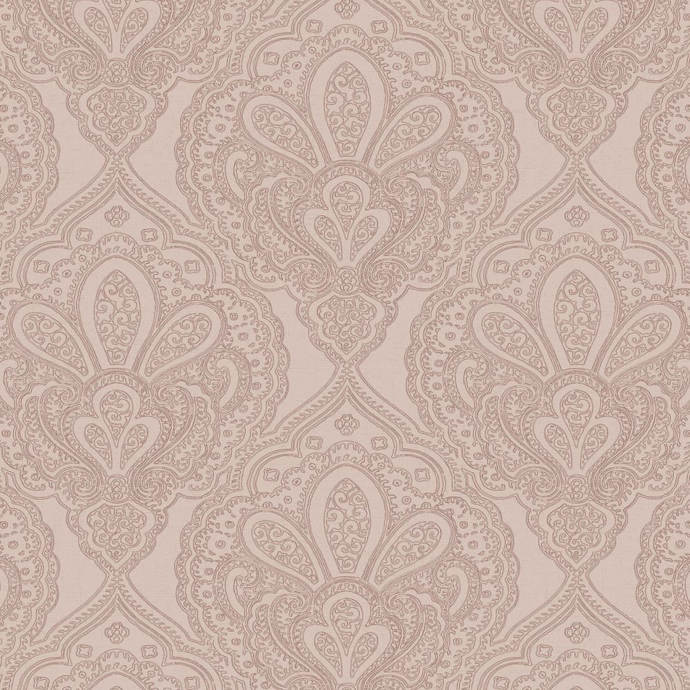 Emporium Mehndi Damask Wallpaper - Pink / Rose Gold - Galerie - DWP0247-04 - Premier Wallcovering