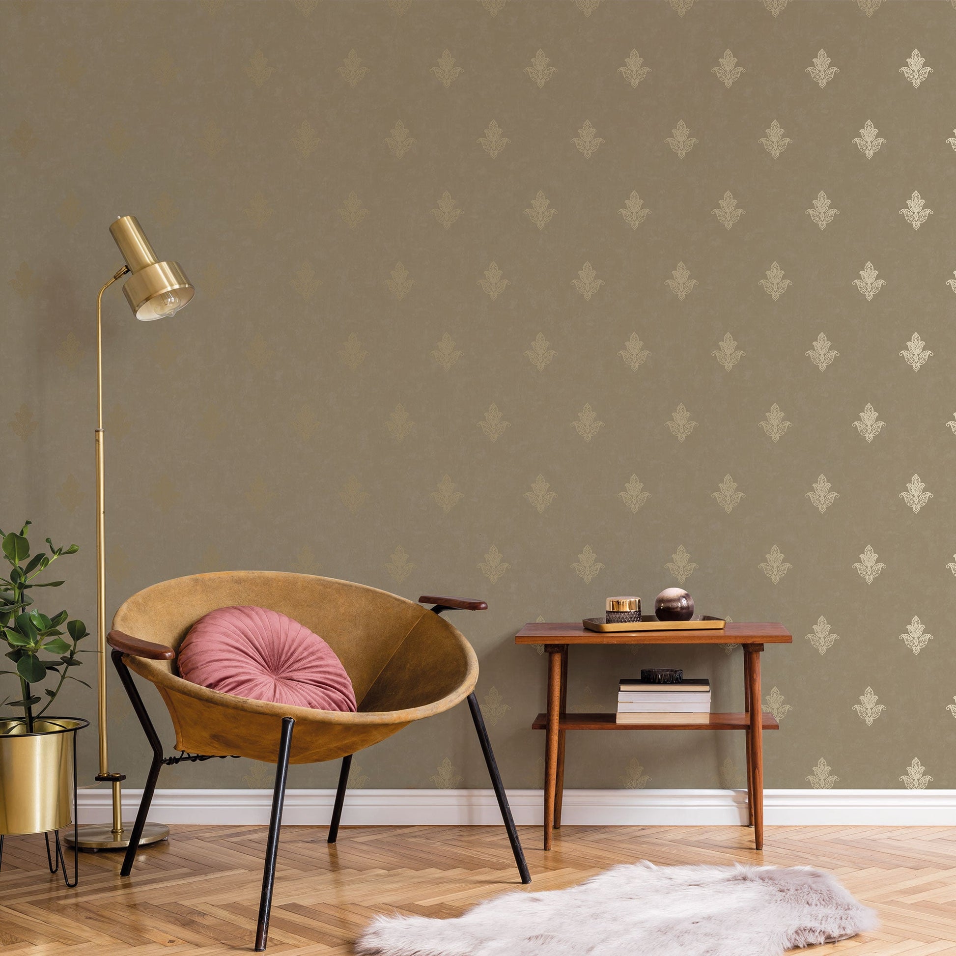 Emporium Mehndi Motif Wallpaper - Gold - Galerie - 7016 - Premier Wallcovering