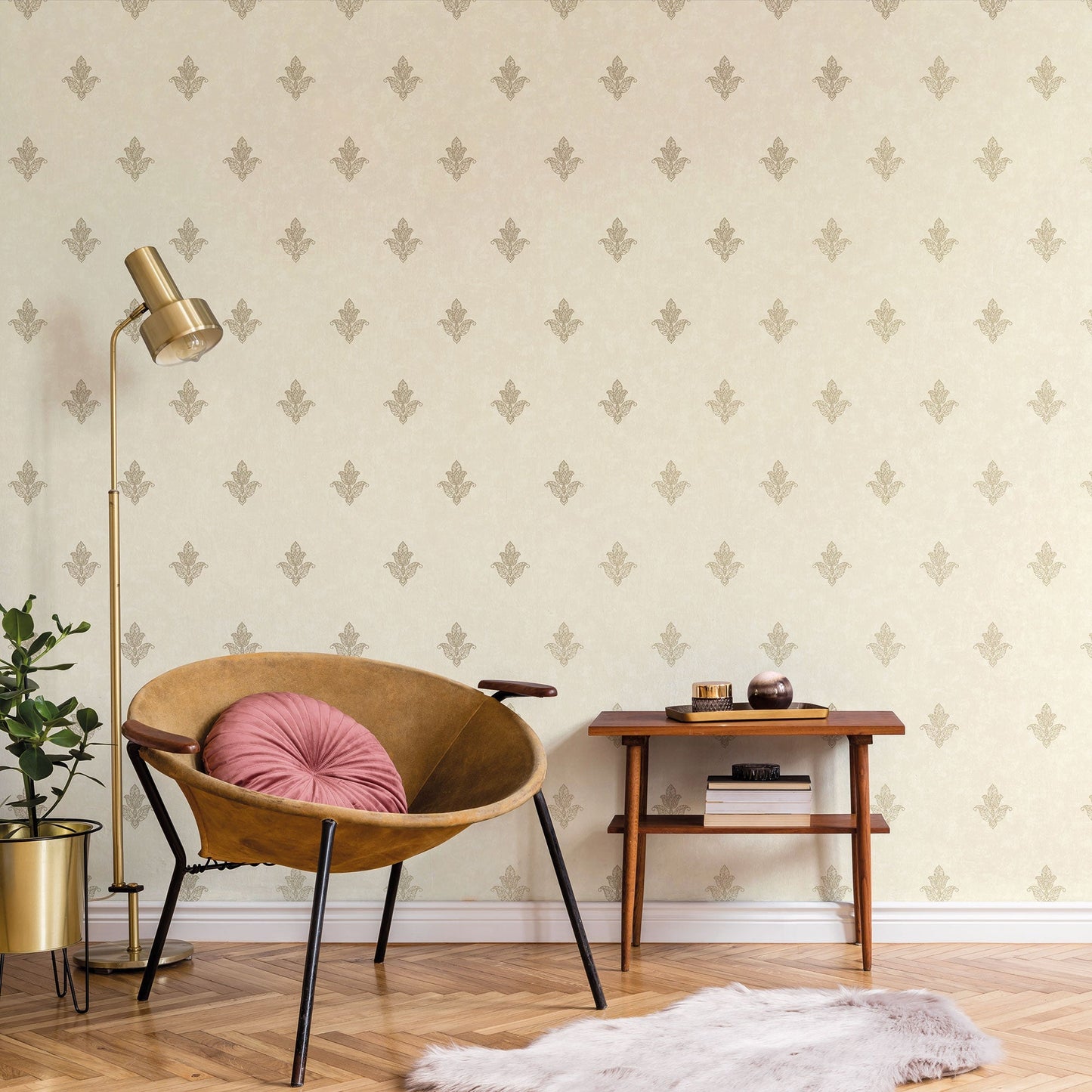 Emporium Mehndi Motif Wallpaper - Cream / Gold - Galerie - 7013 - Premier Wallcovering