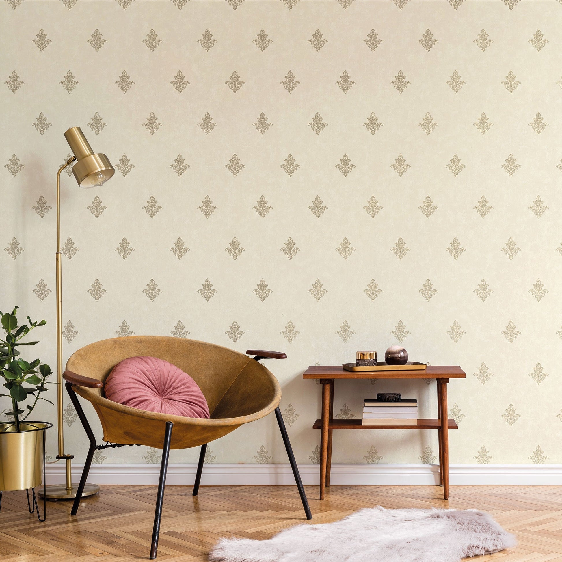 Emporium Mehndi Motif Wallpaper - Cream / Gold - Galerie - 7013 - Premier Wallcovering
